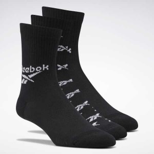 Reebok Classics Fold-Over Crew Socks 3 Pairs Schwarz | 9524816-NM