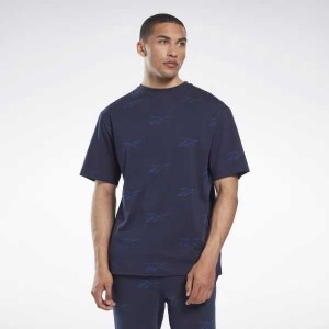 Reebok Identity Vector T-Shirt Navy | 8925613-VA