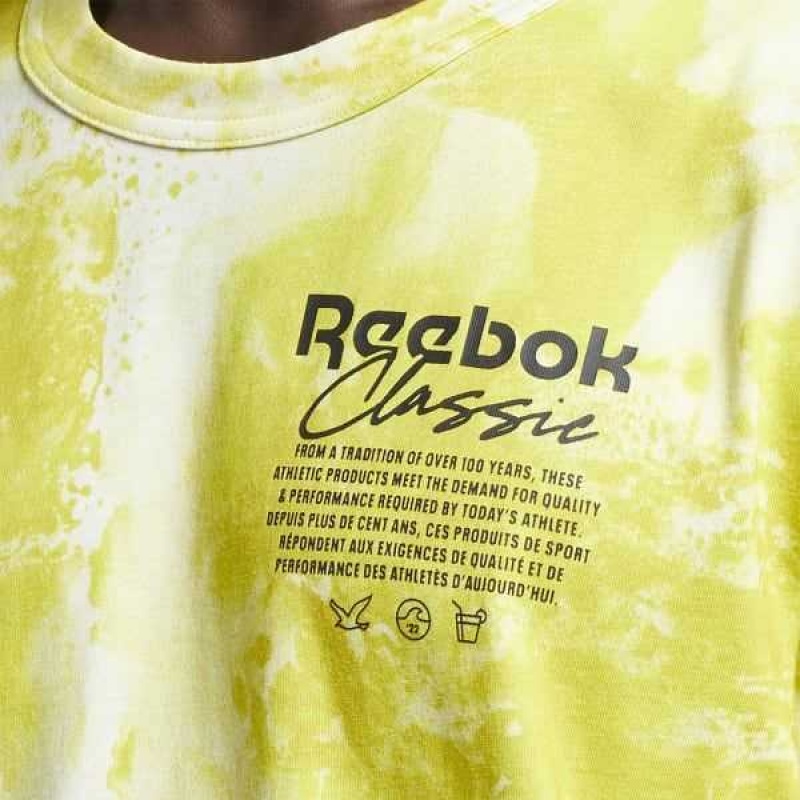 Reebok Classics Allover Print Graphic T-Shirt Gelb | 3206587-XY