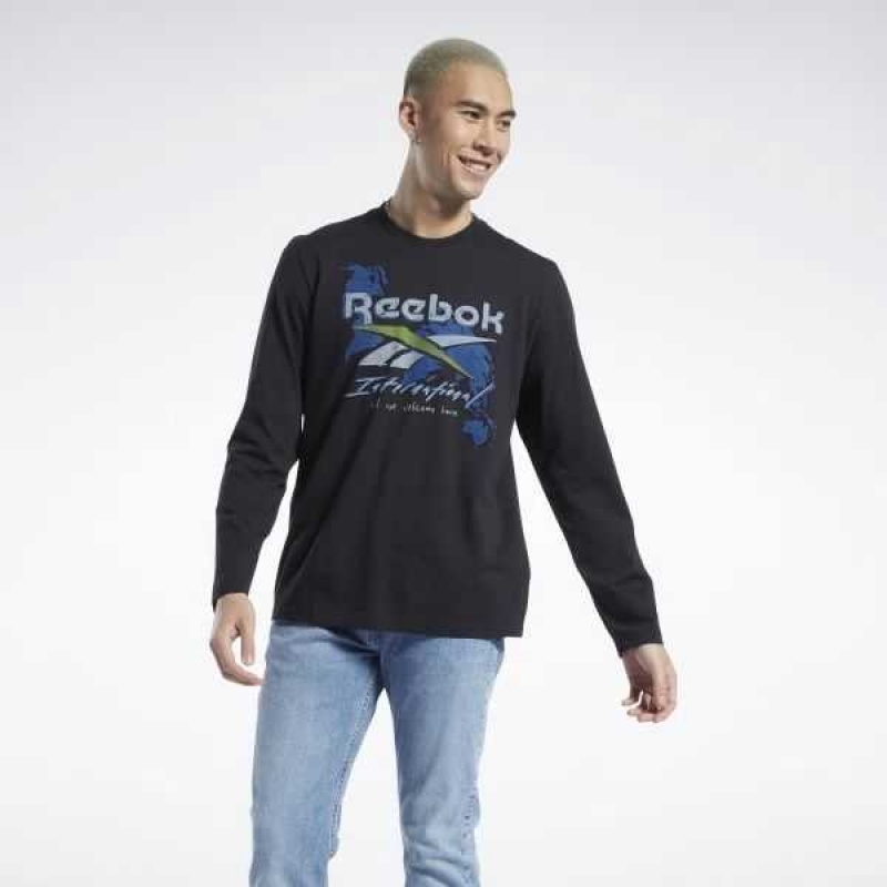 Reebok Graphic Series Pre-Season Long Sleeve T-Shirt Schwarz | 2583076-GD