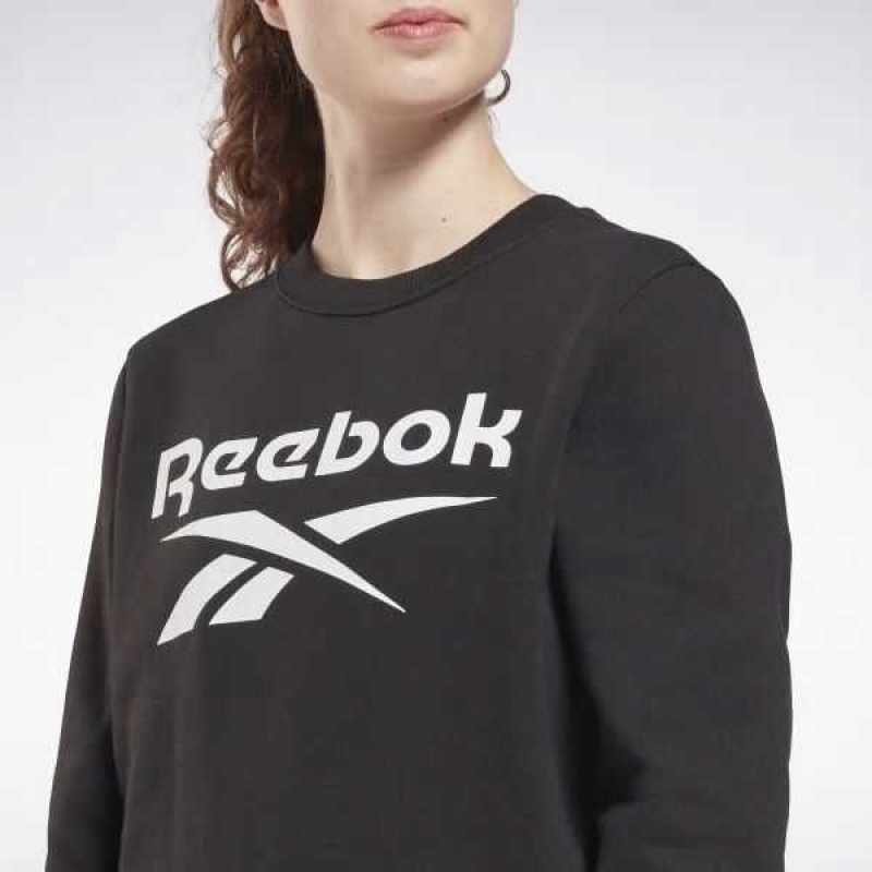Reebok Identity Logo Fleece Crew Sweatshirt Schwarz | 1952378-BD