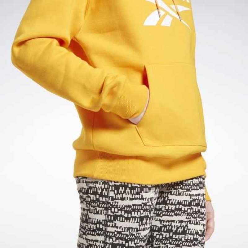 Reebok Identity Logo Fleece Pullover Hoodie Gold | 0597368-ZP