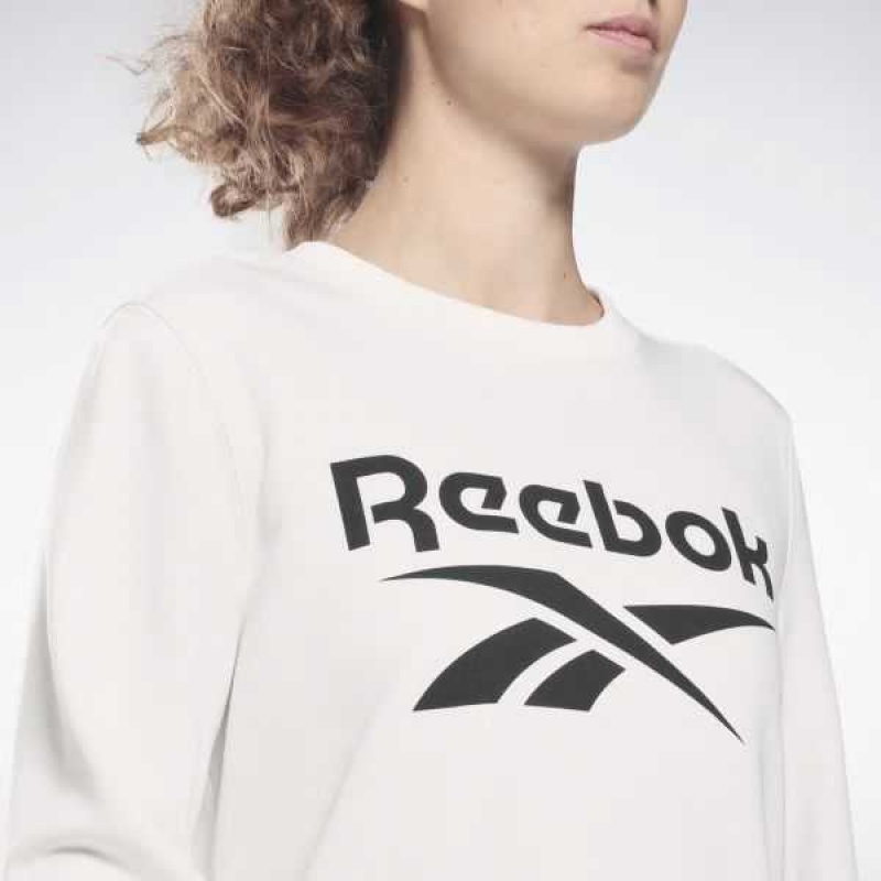 Reebok Identity Logo French Terry Crew Sweatshirt Weiß Schwarz | 6150479-AI