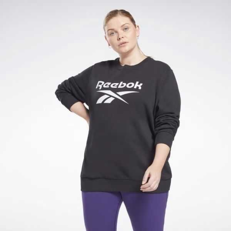 Reebok Identity Logo French Terry Crew Sweatshirt Schwarz | 2954068-RU