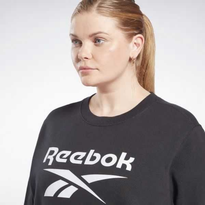 Reebok Identity Logo French Terry Crew Sweatshirt Schwarz | 3198526-VS