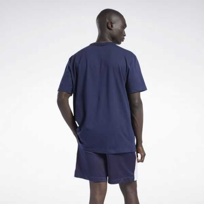 Reebok Iverson Basketball I3 Blue Print Kurzes Sleeve T-Shirt Navy | 1430572-ZV