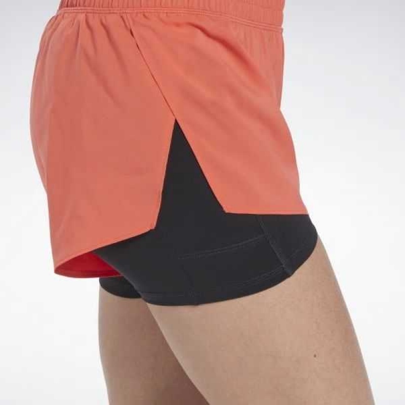 Reebok Lauf Two-in-One Shorts Orange | 8213649-OT