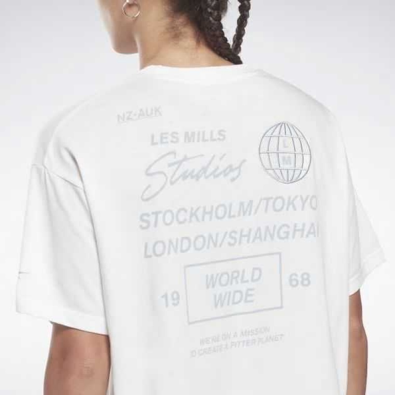 Reebok Les Mills Cropped Graphic T-Shirt Weiß | 4309781-XN