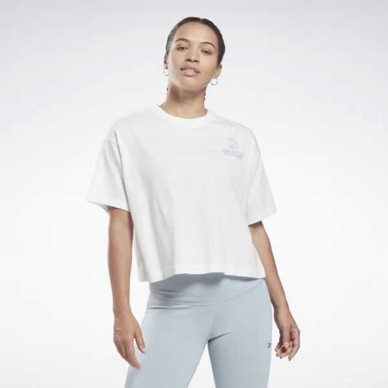 Reebok Les Mills Cropped Graphic T-Shirt Weiß | 4309781-XN