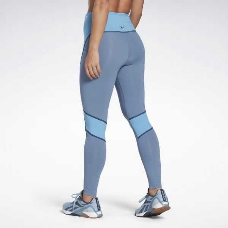 Reebok Lux High-Waisted Colorblock Tights Blau | 4931207-WH