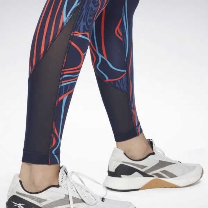 Reebok Lux Perform Mid-Rise Nature Grown Tights Navy | 2178936-QB