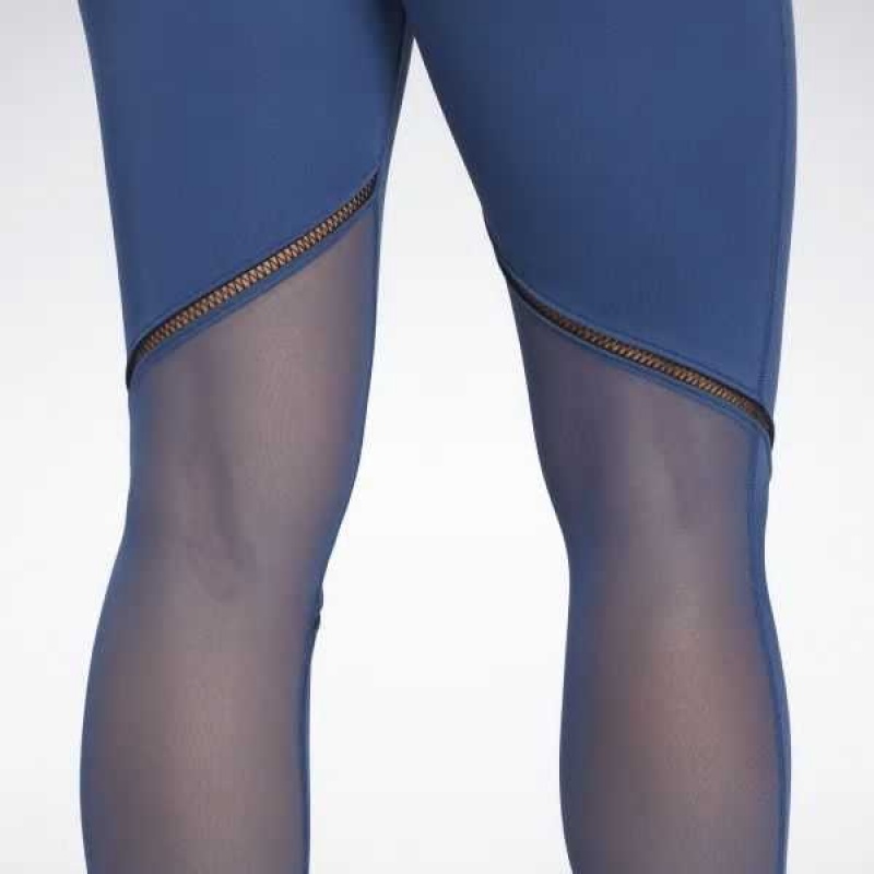 Reebok Lux Perform Perforated Leggings Blau | 5846210-EX