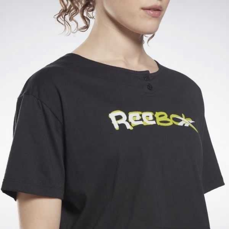 Reebok MYT Cropped T-Shirt Schwarz | 4659721-PT