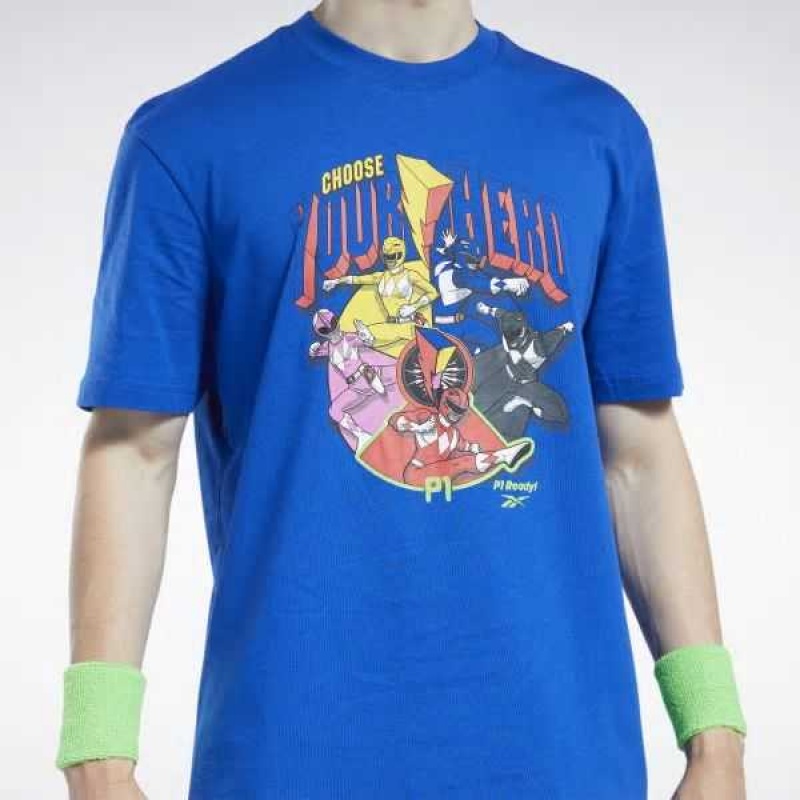 Reebok Power Rangers T-Shirt Blau | 2804369-IP