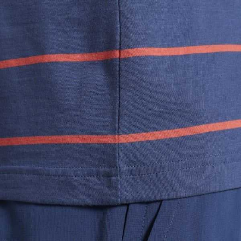 Reebok Stripe T-Shirt Blau | 0298431-MW